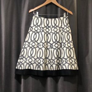 Black and cream silk geometric skirt